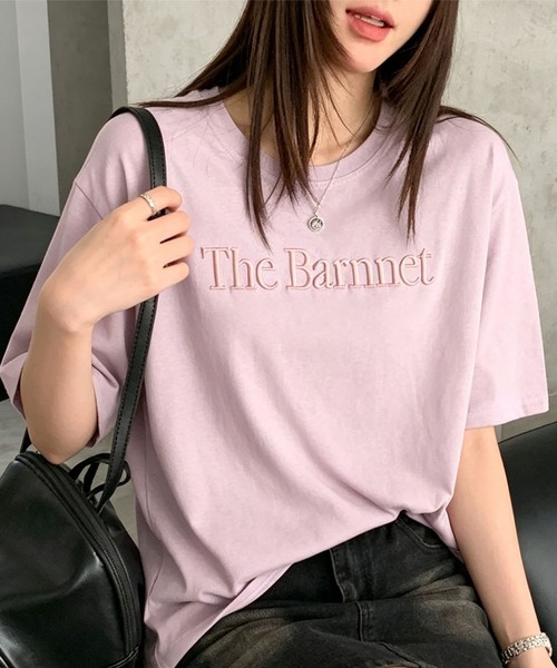 aimoha（アイモハ）の「英字刺繍ロゴTシャツ（その他トップス・レディース・ピンク/ホワイト・FREE）」の3枚目の写真