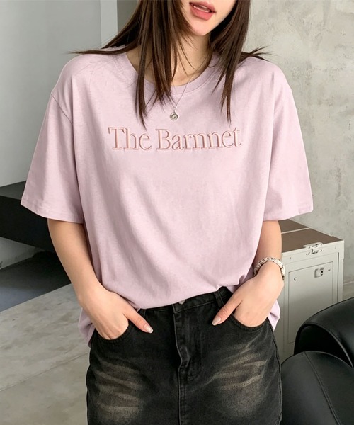 aimoha（アイモハ）の「英字刺繍ロゴTシャツ（その他トップス・レディース・ピンク/ホワイト・FREE）」の5枚目の写真