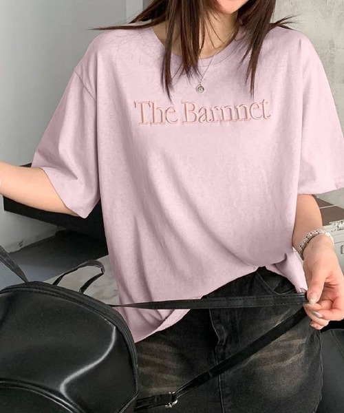 aimoha（アイモハ）の「英字刺繍ロゴTシャツ（その他トップス・レディース・ピンク/ホワイト・FREE）」の7枚目の写真