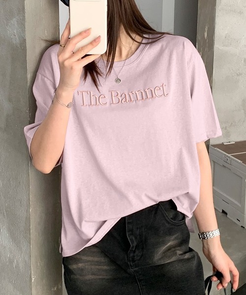 aimoha（アイモハ）の「英字刺繍ロゴTシャツ（その他トップス・レディース・ピンク/ホワイト・FREE）」の8枚目の写真
