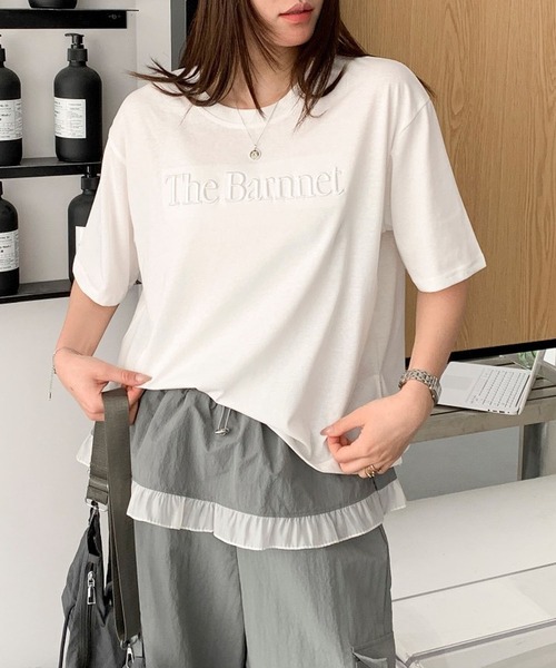 aimoha（アイモハ）の「英字刺繍ロゴTシャツ（その他トップス・レディース・ピンク/ホワイト・FREE）」の9枚目の写真