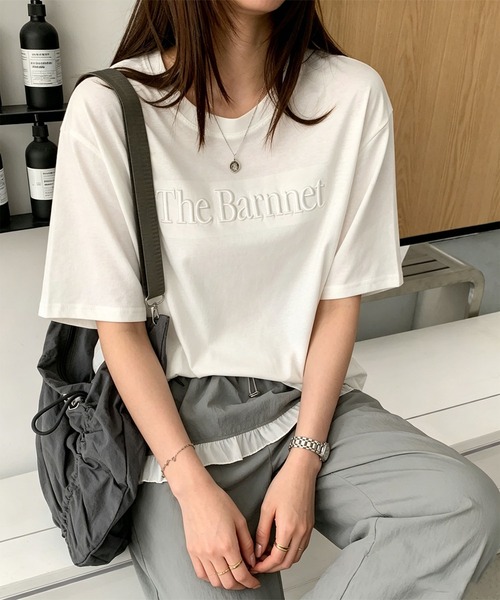 aimoha（アイモハ）の「英字刺繍ロゴTシャツ（その他トップス・レディース・ピンク/ホワイト・FREE）」の10枚目の写真