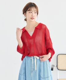 レーシースキッパーポロニットプルオーバー
