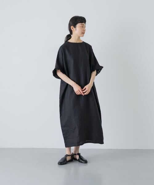 かぐれ(カグレ)の「『2サイズ展開』リネンフリルスリーブワンピース(ワンピース・レディース・ブラック・0/1)」の7枚目の写真