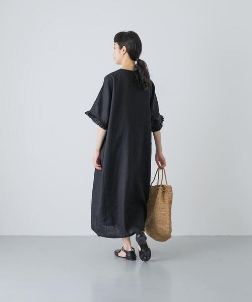 かぐれ(カグレ)の「『2サイズ展開』リネンフリルスリーブワンピース(ワンピース・レディース・ブラック・0/1)」の11枚目の写真