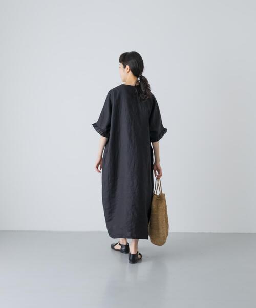 かぐれ(カグレ)の「『2サイズ展開』リネンフリルスリーブワンピース(ワンピース・レディース・ブラック・0/1)」の12枚目の写真