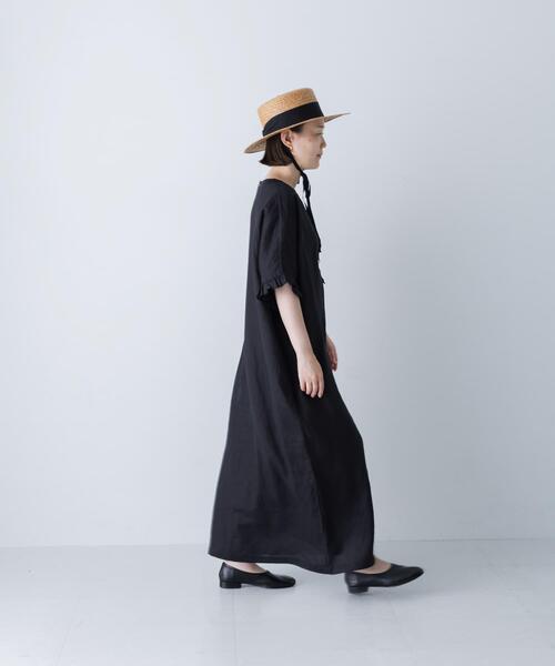 かぐれ(カグレ)の「『2サイズ展開』リネンフリルスリーブワンピース(ワンピース・レディース・ブラック・0/1)」の15枚目の写真