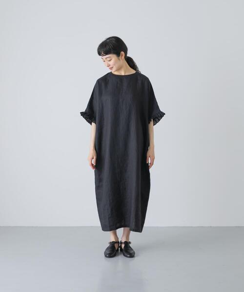 かぐれ(カグレ)の「『2サイズ展開』リネンフリルスリーブワンピース(ワンピース・レディース・ブラック・0/1)」の16枚目の写真