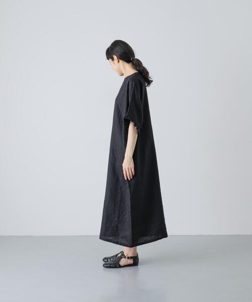 かぐれ(カグレ)の「『2サイズ展開』リネンフリルスリーブワンピース(ワンピース・レディース・ブラック・0/1)」の17枚目の写真