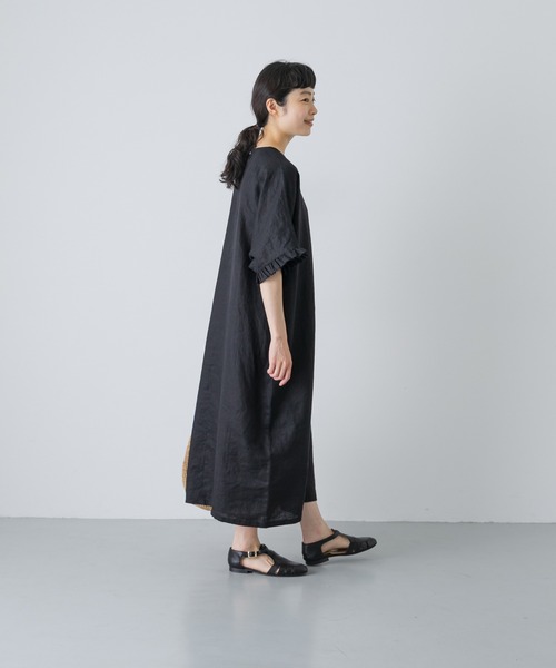 かぐれ(カグレ)の「『2サイズ展開』リネンフリルスリーブワンピース(ワンピース・レディース・ブラック・0/1)」の2枚目の写真