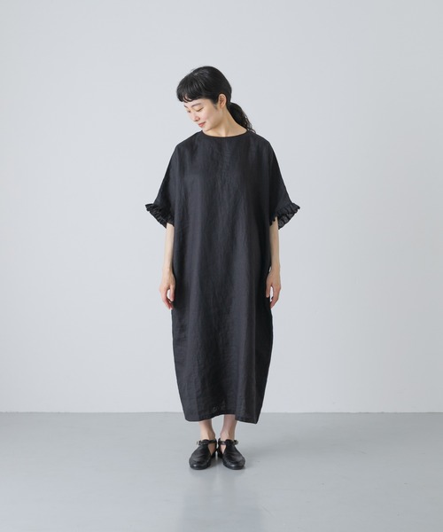 かぐれ(カグレ)の「『2サイズ展開』リネンフリルスリーブワンピース(ワンピース・レディース・ブラック・0/1)」の7枚目の写真