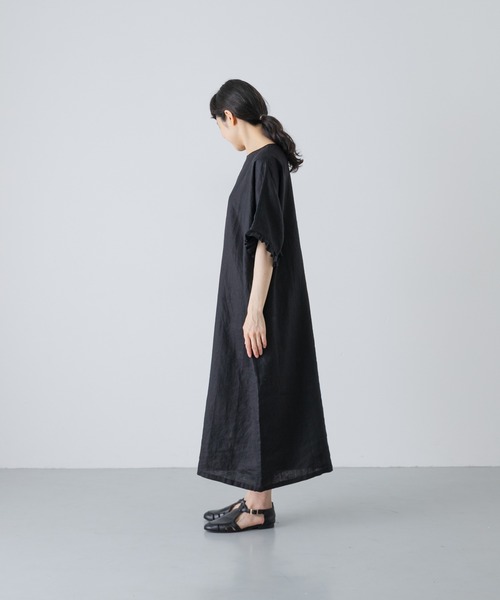 かぐれ(カグレ)の「『2サイズ展開』リネンフリルスリーブワンピース(ワンピース・レディース・ブラック・0/1)」の8枚目の写真