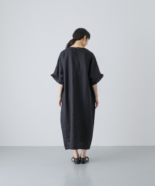 かぐれ(カグレ)の「『2サイズ展開』リネンフリルスリーブワンピース(ワンピース・レディース・ブラック・0/1)」の9枚目の写真