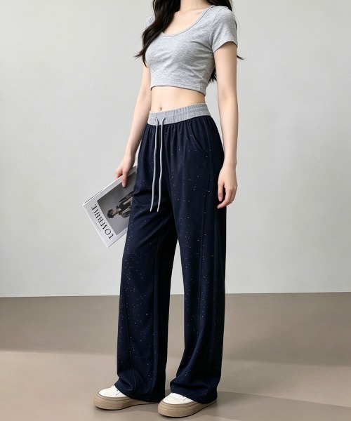 Miniministore(ミニミニストア)の「薄手ワイドパンツ キラキライージーパンツ(スラックス・レディース・ブラック/ネイビー・FREE)」の11枚目の写真