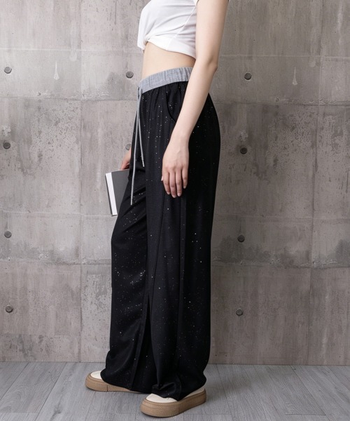 Miniministore(ミニミニストア)の「薄手ワイドパンツ キラキライージーパンツ(スラックス・レディース・ブラック/ネイビー・FREE)」の15枚目の写真