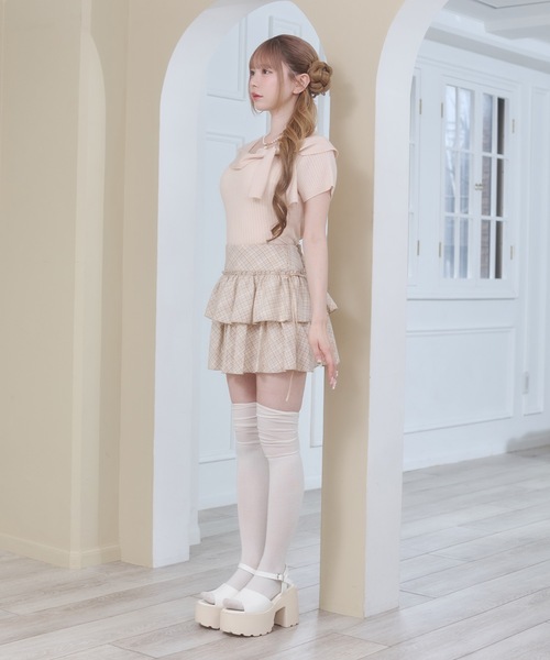 Rmine（アールマイン）の「ビッグ リボン リブ ニット トップス（半袖）（Tシャツ/カットソー・レディース・ホワイト/イエロー/ピンク/グレー・FREE）」の11枚目の写真