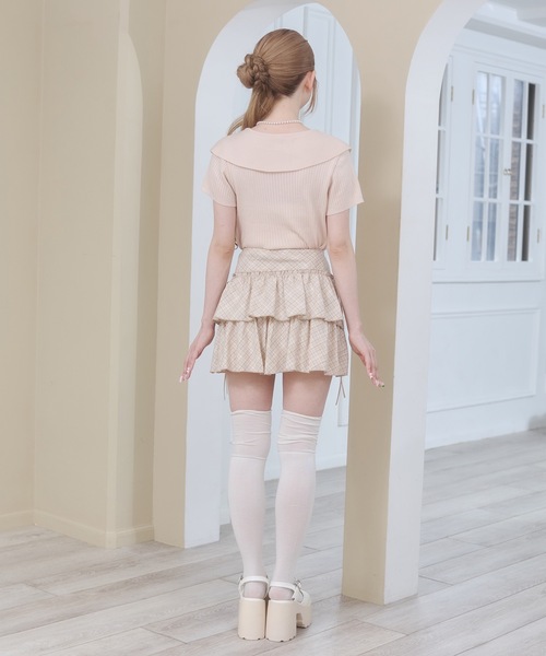Rmine（アールマイン）の「ビッグ リボン リブ ニット トップス（半袖）（Tシャツ/カットソー・レディース・ホワイト/イエロー/ピンク/グレー・FREE）」の12枚目の写真