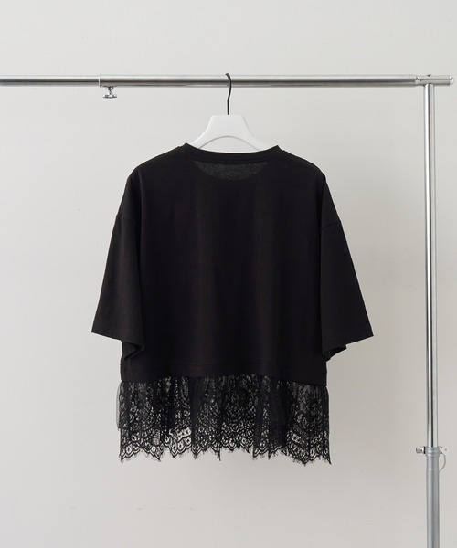 NOGLE（ノグル）の「【NOGLE select/ノグルセレクト】裾レース レイヤード トップス（Tシャツ/カットソー・レディース・ブラック/オフホワイト/チャコール・FREE）」の4枚目の写真