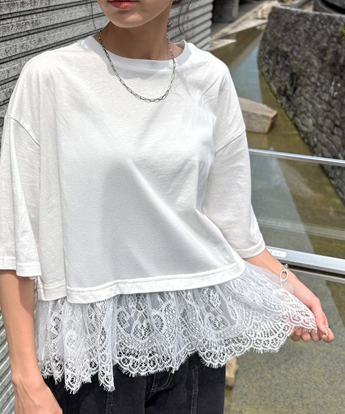 NOGLE（ノグル）の「【NOGLE select/ノグルセレクト】裾レース レイヤード トップス（Tシャツ/カットソー・レディース・ブラック/オフホワイト/チャコール・FREE）」の21枚目の写真