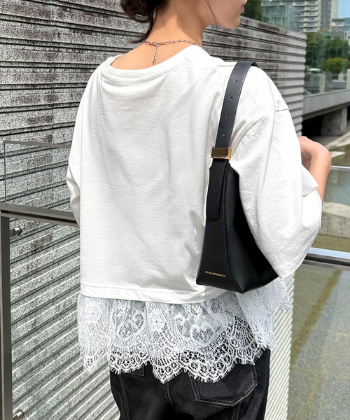 NOGLE（ノグル）の「【NOGLE select/ノグルセレクト】裾レース レイヤード トップス（Tシャツ/カットソー・レディース・ブラック/オフホワイト/チャコール・FREE）」の22枚目の写真