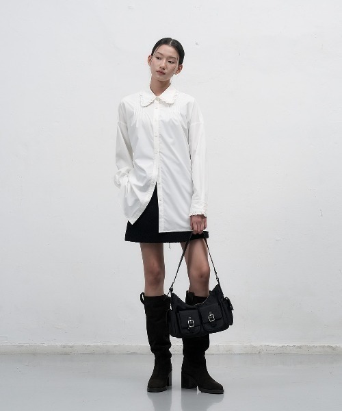 GENERAL IDEA(ジェネラルアイデア)の「GENERAL IDEA/ジェネラルアイディア FRILL COLLAR LOOSE FIT SHIRT フリル襟オーバーサイズシャツ レディース 秋 秋服 2026年秋冬(シャツ/ブラウス・レディース・ホワイト/スカイブルー/ブラック・S/M/L)」の7枚目の写真