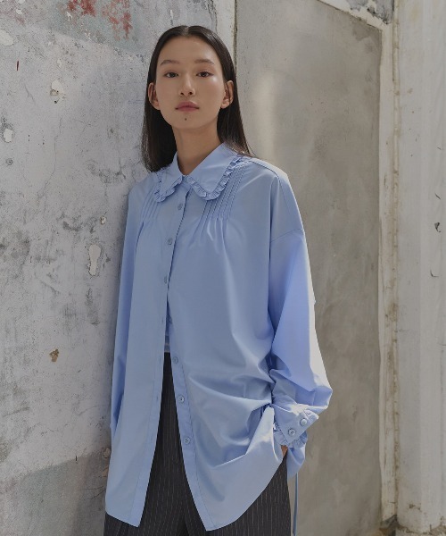 GENERAL IDEA(ジェネラルアイデア)の「GENERAL IDEA/ジェネラルアイディア FRILL COLLAR LOOSE FIT SHIRT フリル襟オーバーサイズシャツ レディース 秋 秋服 2026年秋冬(シャツ/ブラウス・レディース・ホワイト/スカイブルー/ブラック・S/M/L)」の21枚目の写真
