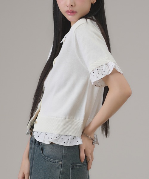 apres jour mignon(アプレジュールミニョン)の「2WAYレイヤードカーディガン(カーディガン/ボレロ・レディース・チャコールグレー/ネイビー/オフホワイト/ブルー・LARGE/フリー)」の7枚目の写真