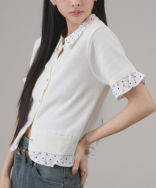 apres jour mignon(アプレジュールミニョン)の「2WAYレイヤードカーディガン(カーディガン/ボレロ・レディース・チャコールグレー/ネイビー/オフホワイト/ブルー・LARGE/フリー)」の8枚目の写真