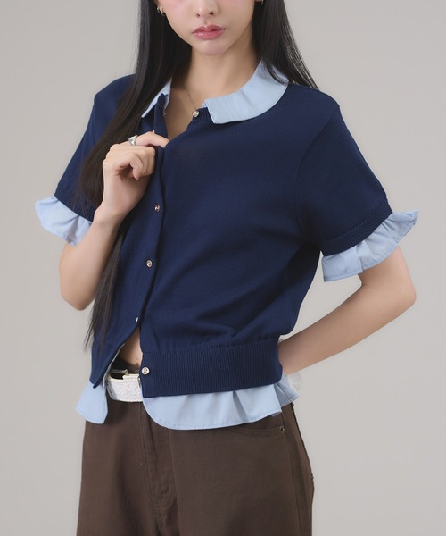 apres jour mignon(アプレジュールミニョン)の「2WAYレイヤードカーディガン(カーディガン/ボレロ・レディース・チャコールグレー/ネイビー/オフホワイト/ブルー・LARGE/フリー)」の17枚目の写真