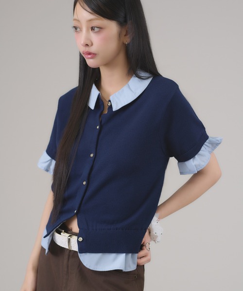 apres jour mignon(アプレジュールミニョン)の「2WAYレイヤードカーディガン(カーディガン/ボレロ・レディース・チャコールグレー/ネイビー/オフホワイト/ブルー・LARGE/フリー)」の18枚目の写真