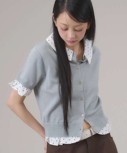 apres jour mignon(アプレジュールミニョン)の「2WAYレイヤードカーディガン(カーディガン/ボレロ・レディース・チャコールグレー/ネイビー/オフホワイト/ブルー・LARGE/フリー)」の21枚目の写真