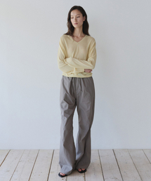 EASY STRING COTTON PANTS, SAND BROWN