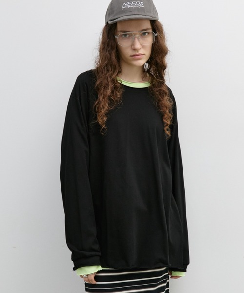 Auntie Rosa Holiday(アンティローザホリデー)の「オーバーサイズベーシックロンT(Tシャツ/カットソー・レディース・グレー/オフホワイト/ブラック/グリーン/ブラウン・FREE)」の7枚目の写真