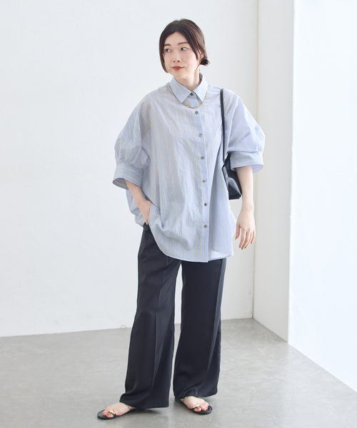 journal standard L'essage(ジャーナルスタンダードレサージュ)の「FABRICA ワイドショートスリーブシャツ(シャツ/ブラウス・レディース・サックスブルー/ピンク・FREE)」の3枚目の写真