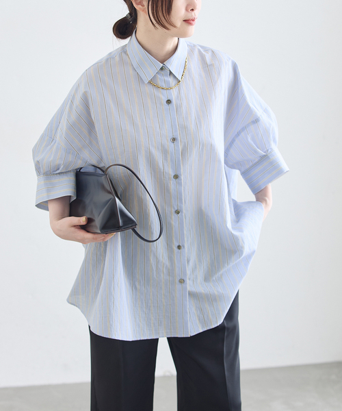 journal standard L'essage(ジャーナルスタンダードレサージュ)の「FABRICA ワイドショートスリーブシャツ(シャツ/ブラウス・レディース・サックスブルー/ピンク・FREE)」の5枚目の写真