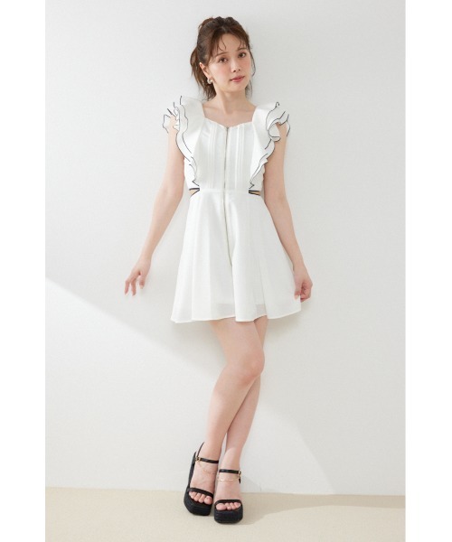 rienda（リエンダ）の「フロントジップフリルミニワンピース 夏服（ワンピース・レディース・ブラック/イエロー/ホワイト・MEDIUM/SMALL）」の4枚目の写真