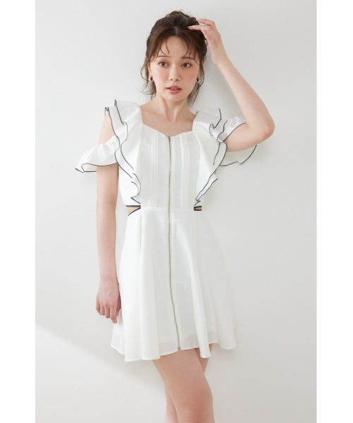 rienda（リエンダ）の「フロントジップフリルミニワンピース 夏服（ワンピース・レディース・ブラック/イエロー/ホワイト・MEDIUM/SMALL）」の6枚目の写真