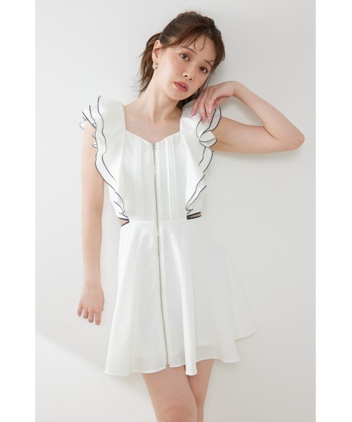 rienda（リエンダ）の「フロントジップフリルミニワンピース 夏服（ワンピース・レディース・ブラック/イエロー/ホワイト・MEDIUM/SMALL）」の7枚目の写真
