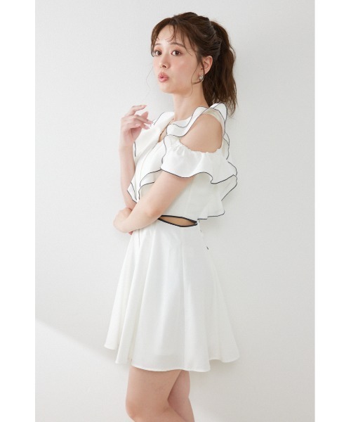 rienda（リエンダ）の「フロントジップフリルミニワンピース 夏服（ワンピース・レディース・ブラック/イエロー/ホワイト・MEDIUM/SMALL）」の8枚目の写真