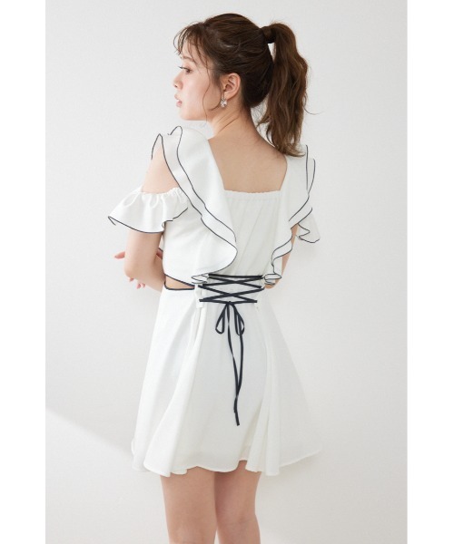 rienda（リエンダ）の「フロントジップフリルミニワンピース 夏服（ワンピース・レディース・ブラック/イエロー/ホワイト・MEDIUM/SMALL）」の9枚目の写真