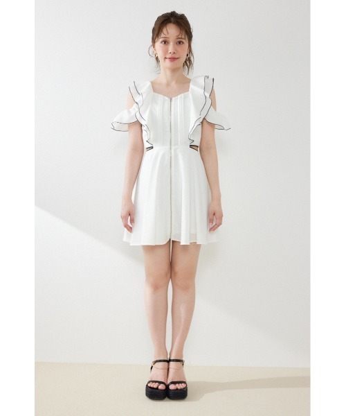 rienda（リエンダ）の「フロントジップフリルミニワンピース 夏服（ワンピース・レディース・ブラック/イエロー/ホワイト・MEDIUM/SMALL）」の10枚目の写真