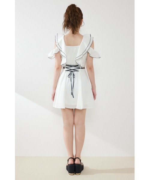 rienda（リエンダ）の「フロントジップフリルミニワンピース 夏服（ワンピース・レディース・ブラック/イエロー/ホワイト・MEDIUM/SMALL）」の12枚目の写真