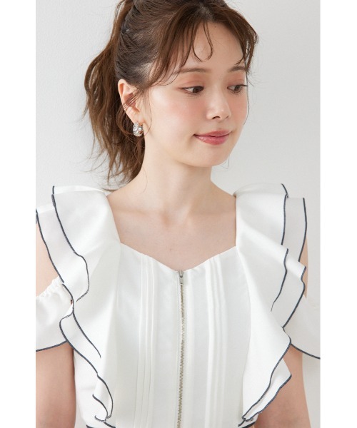 rienda（リエンダ）の「フロントジップフリルミニワンピース 夏服（ワンピース・レディース・ブラック/イエロー/ホワイト・MEDIUM/SMALL）」の13枚目の写真