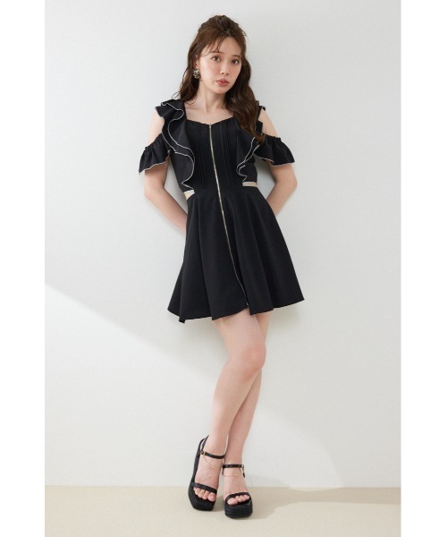 rienda（リエンダ）の「フロントジップフリルミニワンピース 夏服（ワンピース・レディース・ブラック/イエロー/ホワイト・MEDIUM/SMALL）」の17枚目の写真