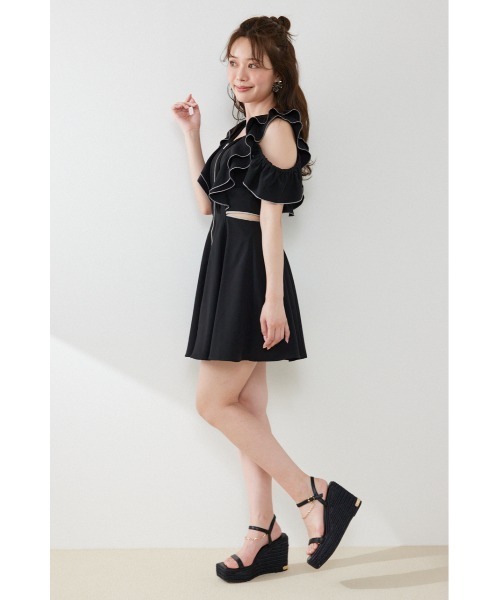 rienda（リエンダ）の「フロントジップフリルミニワンピース 夏服（ワンピース・レディース・ブラック/イエロー/ホワイト・MEDIUM/SMALL）」の18枚目の写真