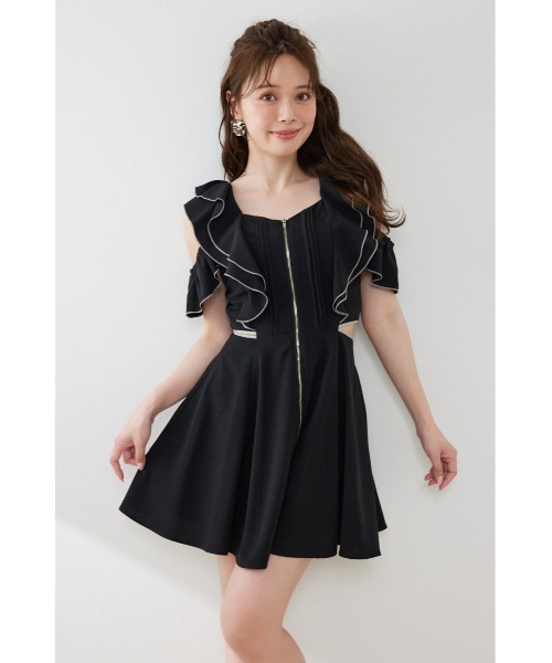 rienda（リエンダ）の「フロントジップフリルミニワンピース 夏服（ワンピース・レディース・ブラック/イエロー/ホワイト・MEDIUM/SMALL）」の20枚目の写真