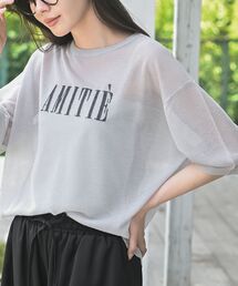 ロゴ刺繍入りシアーニットプルオーバー