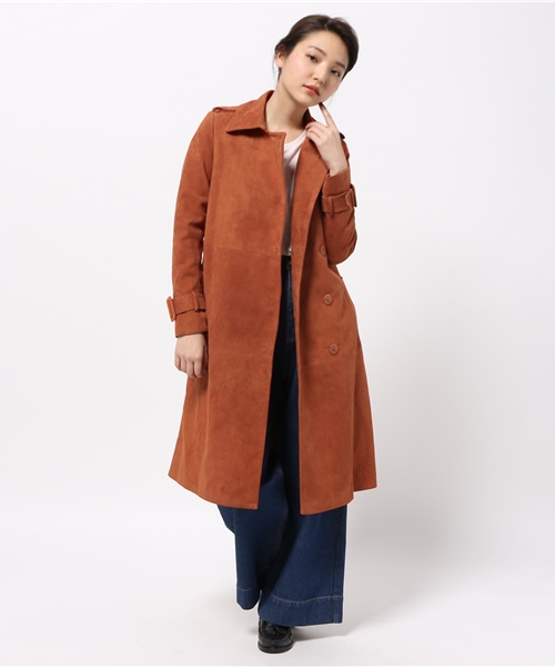 OUTLET(アウトレット)の「【'PalinkA】スウェードトレンチCoat(トレンチコート・レディース・ネイビー/オレンジ/ブラック・36)」の3枚目の写真