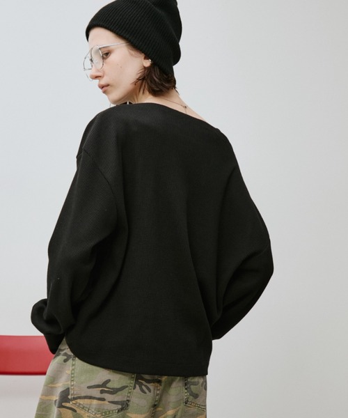 Auntie Rosa Holiday(アンティローザホリデー)の「サーマルオフショルプルオーバー(Tシャツ/カットソー・レディース・アイボリー/ボルドー/ブラック・FREE)」の7枚目の写真