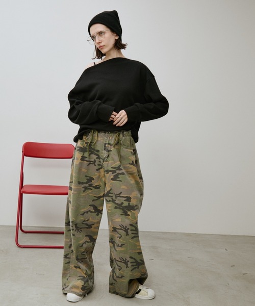 Auntie Rosa Holiday(アンティローザホリデー)の「サーマルオフショルプルオーバー(Tシャツ/カットソー・レディース・アイボリー/ボルドー/ブラック・FREE)」の9枚目の写真
